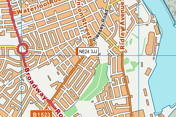 NE24 3JJ map - OS VectorMap District (Ordnance Survey)