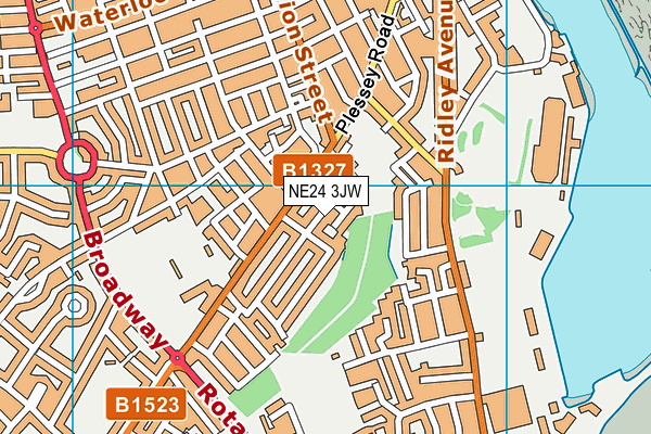 NE24 3JW map - OS VectorMap District (Ordnance Survey)