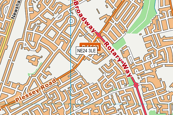 NE24 3LE map - OS VectorMap District (Ordnance Survey)