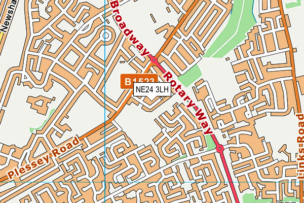 NE24 3LH map - OS VectorMap District (Ordnance Survey)