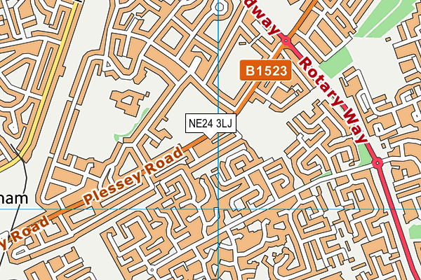 NE24 3LJ map - OS VectorMap District (Ordnance Survey)