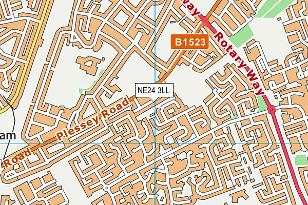 NE24 3LL map - OS VectorMap District (Ordnance Survey)