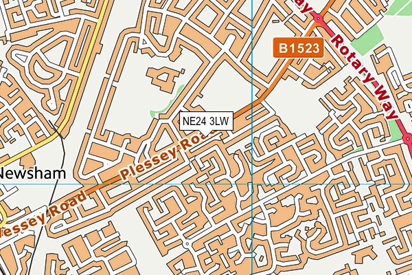 NE24 3LW map - OS VectorMap District (Ordnance Survey)