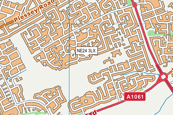 NE24 3LX map - OS VectorMap District (Ordnance Survey)