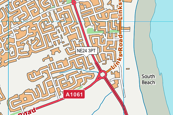 NE24 3PT map - OS VectorMap District (Ordnance Survey)