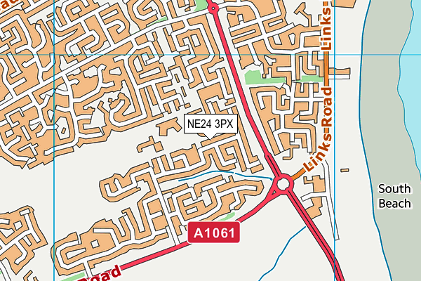 NE24 3PX map - OS VectorMap District (Ordnance Survey)