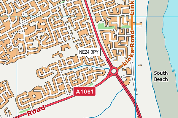 NE24 3PY map - OS VectorMap District (Ordnance Survey)