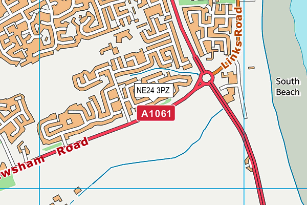 NE24 3PZ map - OS VectorMap District (Ordnance Survey)