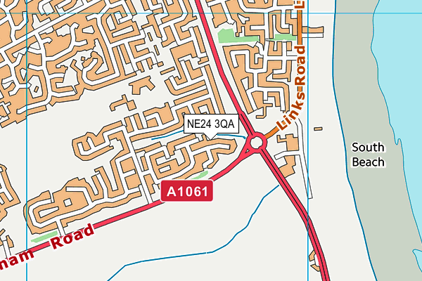NE24 3QA map - OS VectorMap District (Ordnance Survey)