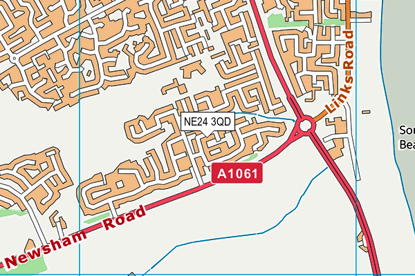 NE24 3QD map - OS VectorMap District (Ordnance Survey)