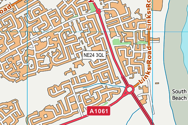 NE24 3QL map - OS VectorMap District (Ordnance Survey)