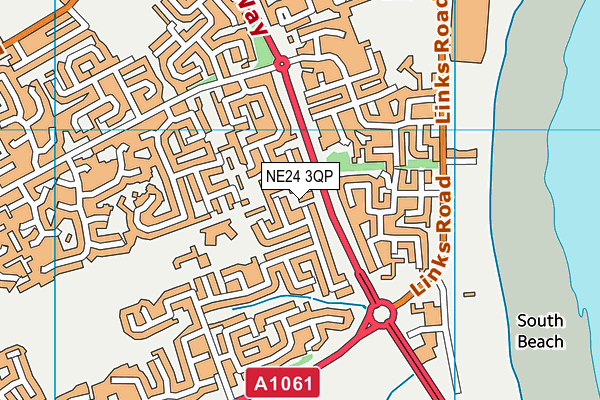NE24 3QP map - OS VectorMap District (Ordnance Survey)