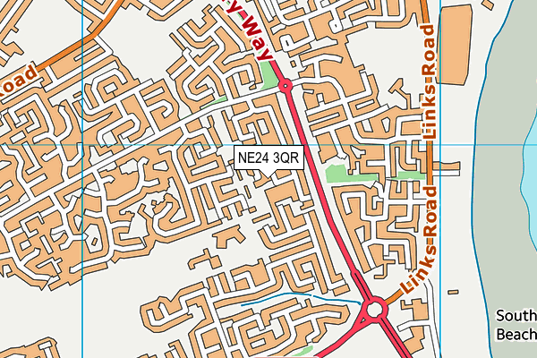 NE24 3QR map - OS VectorMap District (Ordnance Survey)