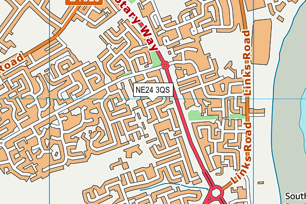NE24 3QS map - OS VectorMap District (Ordnance Survey)