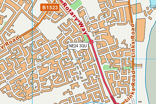 NE24 3QU map - OS VectorMap District (Ordnance Survey)