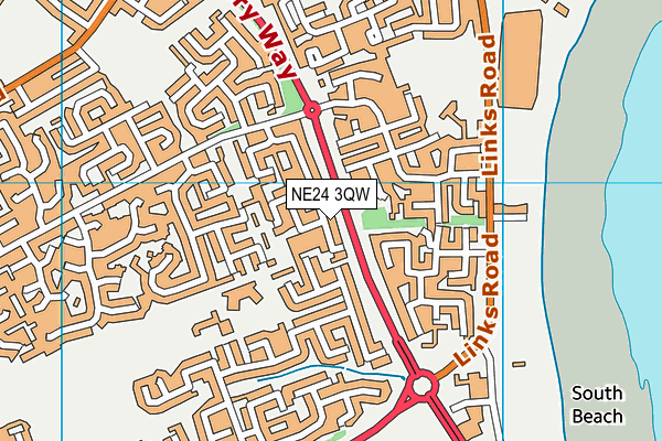 NE24 3QW map - OS VectorMap District (Ordnance Survey)