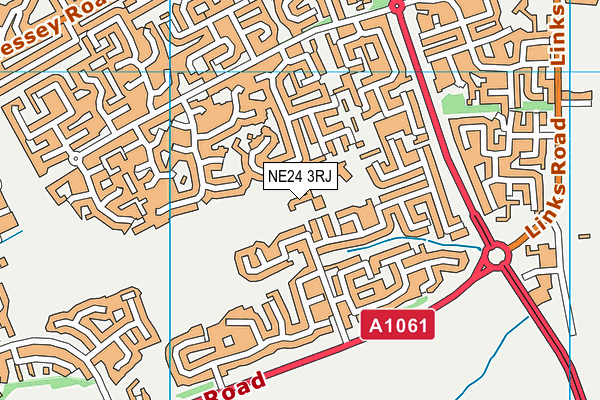 NE24 3RJ map - OS VectorMap District (Ordnance Survey)