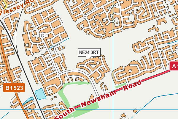 NE24 3RT map - OS VectorMap District (Ordnance Survey)