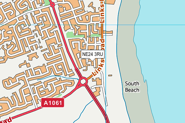 NE24 3RU map - OS VectorMap District (Ordnance Survey)