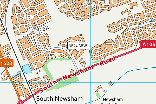 NE24 3RW map - OS VectorMap District (Ordnance Survey)