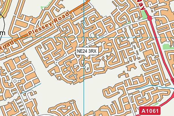 NE24 3RX map - OS VectorMap District (Ordnance Survey)