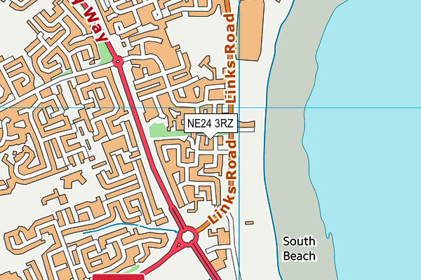 NE24 3RZ map - OS VectorMap District (Ordnance Survey)