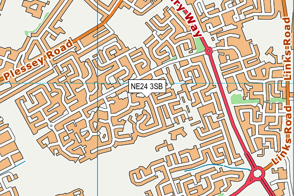 NE24 3SB map - OS VectorMap District (Ordnance Survey)