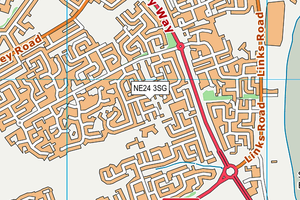 NE24 3SG map - OS VectorMap District (Ordnance Survey)