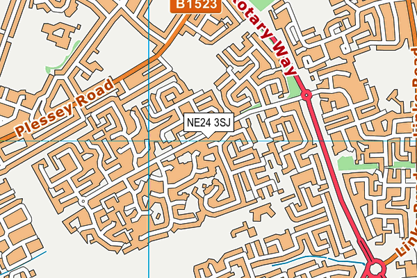 NE24 3SJ map - OS VectorMap District (Ordnance Survey)