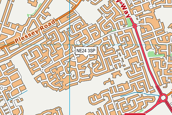NE24 3SP map - OS VectorMap District (Ordnance Survey)