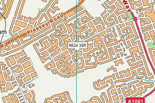 NE24 3SR map - OS VectorMap District (Ordnance Survey)