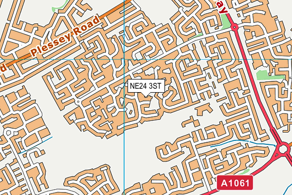 NE24 3ST map - OS VectorMap District (Ordnance Survey)