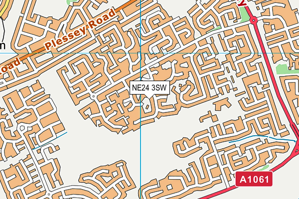 NE24 3SW map - OS VectorMap District (Ordnance Survey)