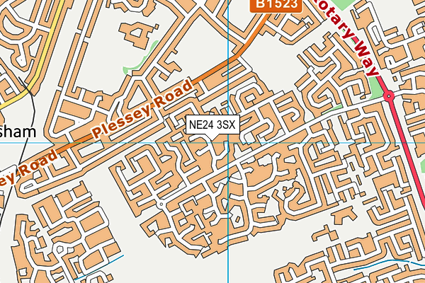 NE24 3SX map - OS VectorMap District (Ordnance Survey)