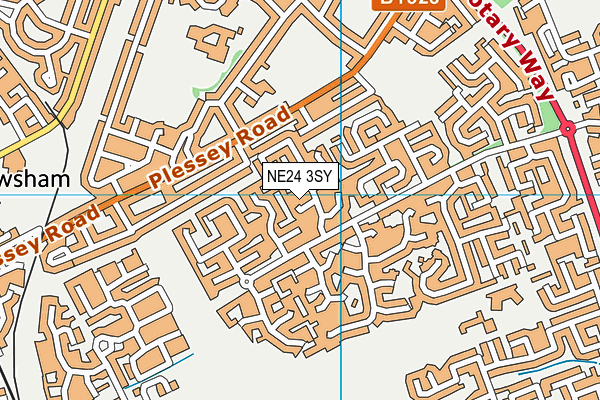 NE24 3SY map - OS VectorMap District (Ordnance Survey)
