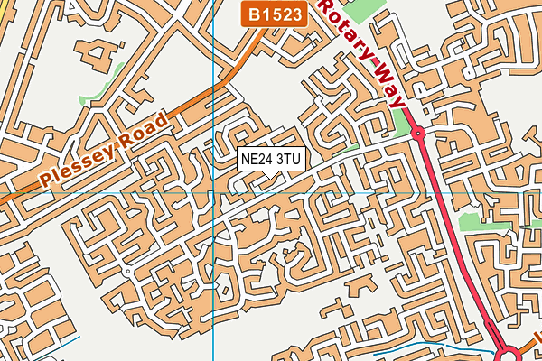NE24 3TU map - OS VectorMap District (Ordnance Survey)