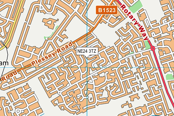 NE24 3TZ map - OS VectorMap District (Ordnance Survey)