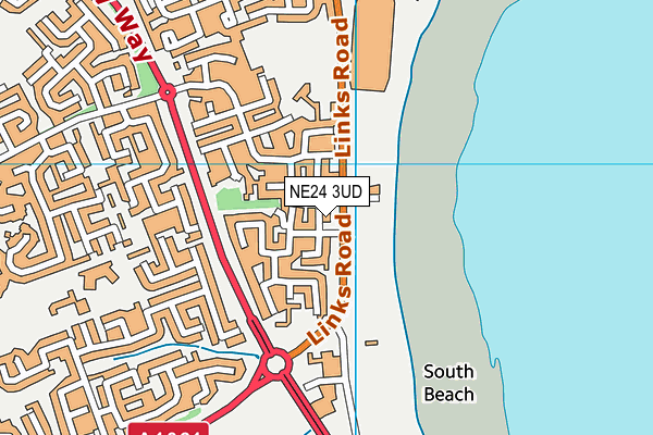 NE24 3UD map - OS VectorMap District (Ordnance Survey)