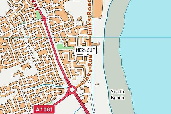 NE24 3UF map - OS VectorMap District (Ordnance Survey)