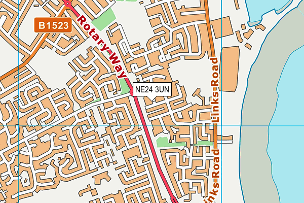 NE24 3UN map - OS VectorMap District (Ordnance Survey)
