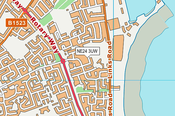 NE24 3UW map - OS VectorMap District (Ordnance Survey)