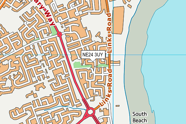 NE24 3UY map - OS VectorMap District (Ordnance Survey)