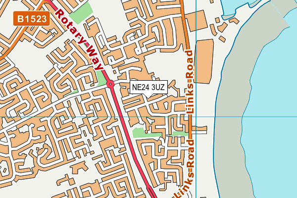 NE24 3UZ map - OS VectorMap District (Ordnance Survey)
