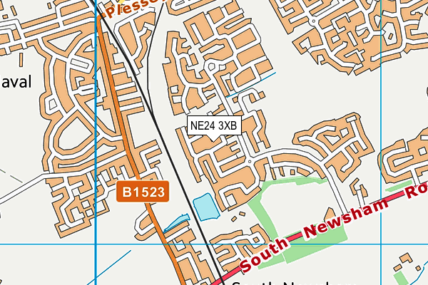 NE24 3XB map - OS VectorMap District (Ordnance Survey)