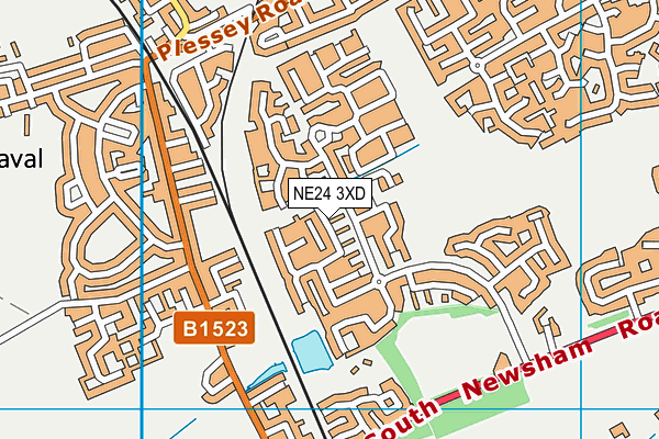 NE24 3XD map - OS VectorMap District (Ordnance Survey)