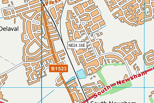 NE24 3XE map - OS VectorMap District (Ordnance Survey)