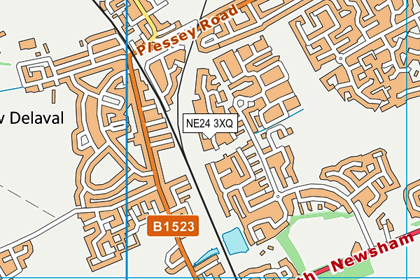 NE24 3XQ map - OS VectorMap District (Ordnance Survey)