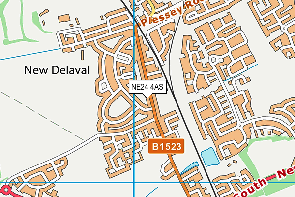 NE24 4AS map - OS VectorMap District (Ordnance Survey)