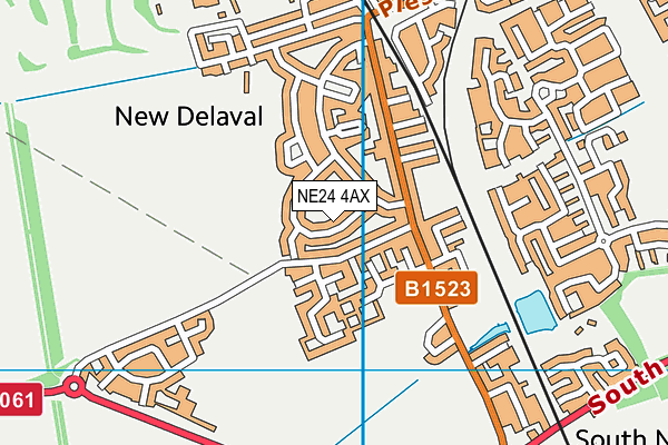 NE24 4AX map - OS VectorMap District (Ordnance Survey)