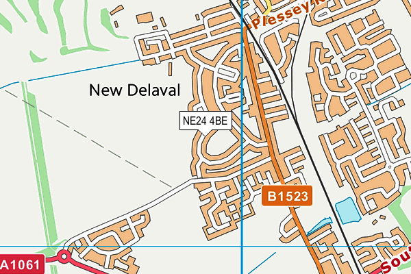 NE24 4BE map - OS VectorMap District (Ordnance Survey)